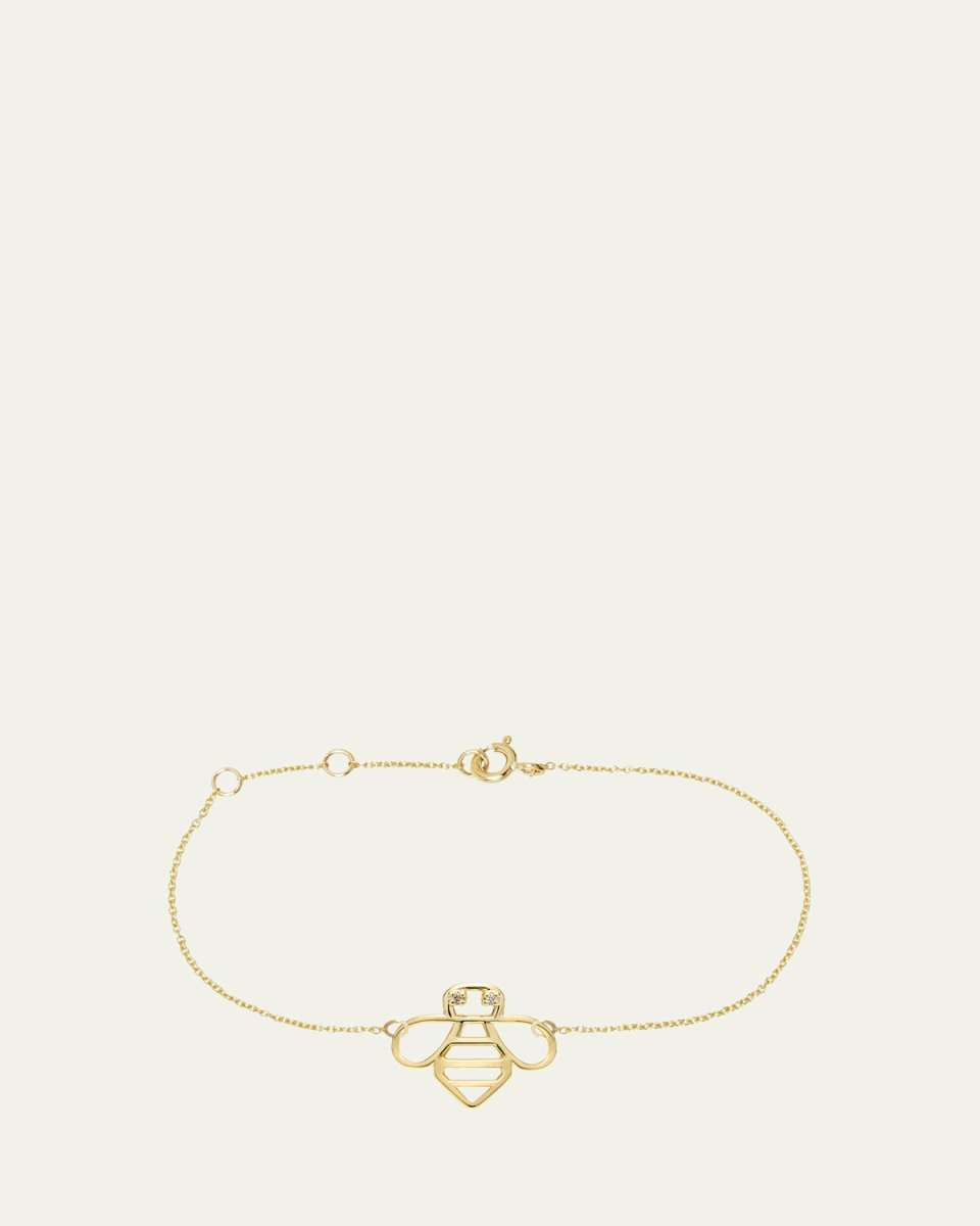 9K Yellow Gold Diamond Bee Bracelet